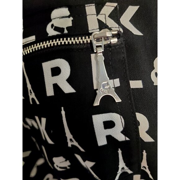 Karl Lagerfeld Paris Black&White Button Up Logo Shirt Large Monochrome Tie Front - Picture 4 of 16